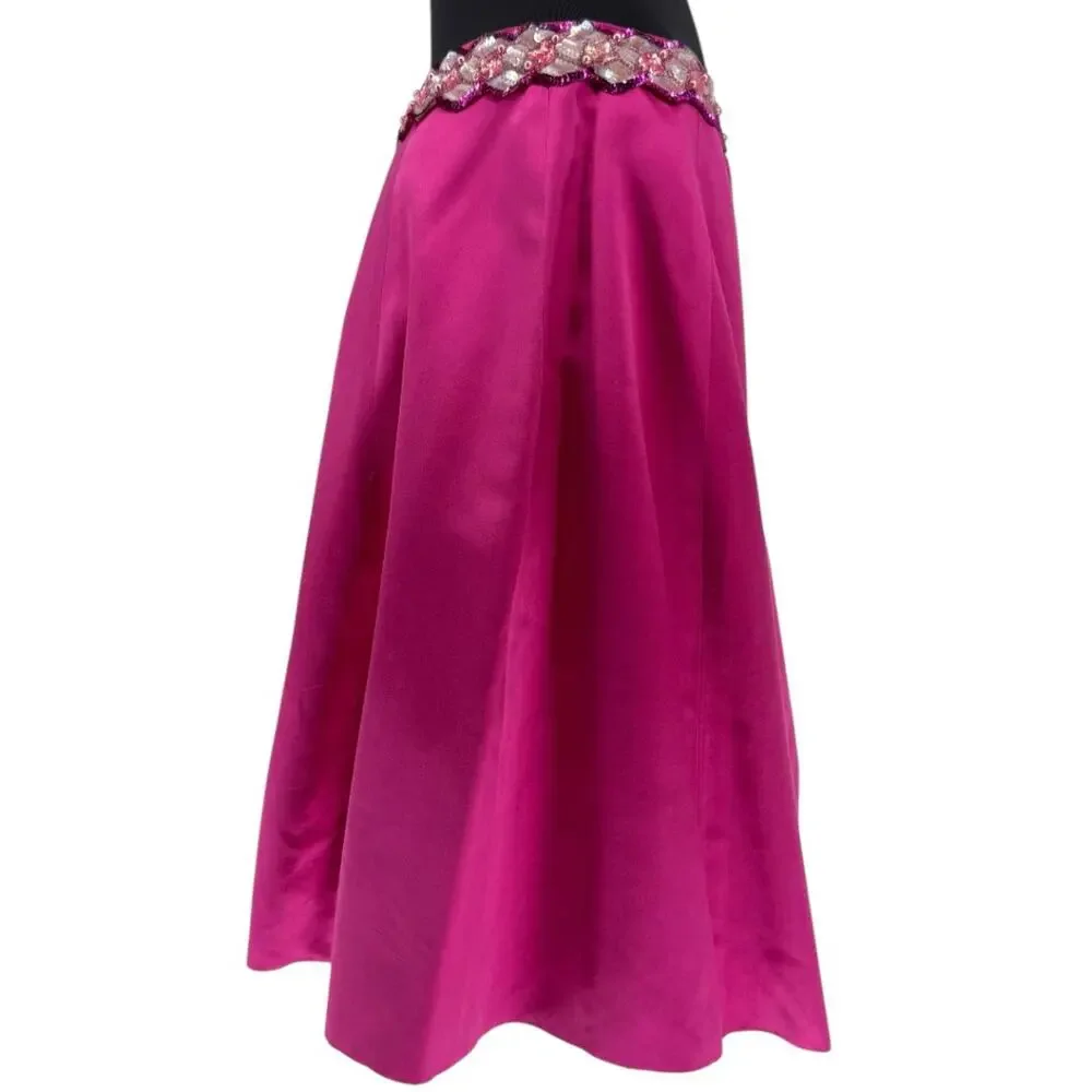 Chanel Embellished Fuchsia Silk Skirt – Fall 2000, Size 42